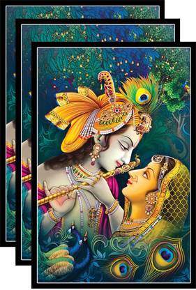 FATHER AND SONS 45.72 cm Radha Krishna Beautiful Wallpaper Sticker Self Adhesive Sticker