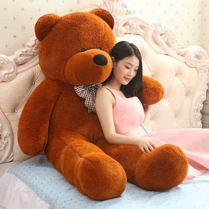MakeUWish Soft & Cute Teddy Bear With Bow & Fur  - 151 cm