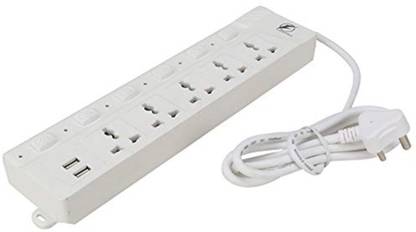 Foxpro Extension cord with 5 Socket, 2 USB Port,1.5 M Extension Board with Circuit Breaker (White) 5  Socket Extension Boards
