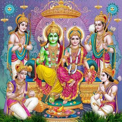 Lord Ram Laxman Goddess Sita & Hanuman Waterproof Vinyl Poster ...
