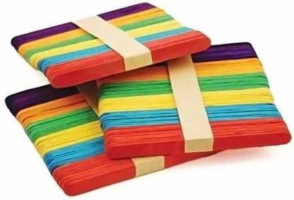 CRIYALE Multicolored Natural Wooden Ice cream sticks, Sticks for School Projects, pen stands, photo frames sticks.(pack of 150 sticks)