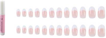 Charmy French Oval Nails with Glue Natural Pink