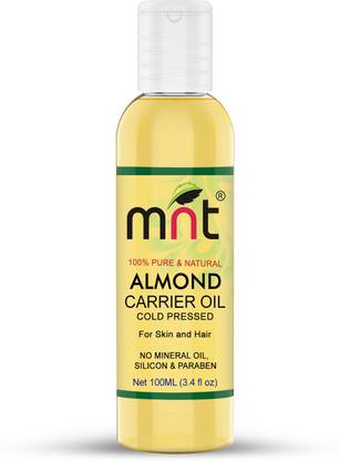 mnt 100% Pure Cold Pressed Almond Carrier Oil for Skin, Hair, Face, Body & Massage