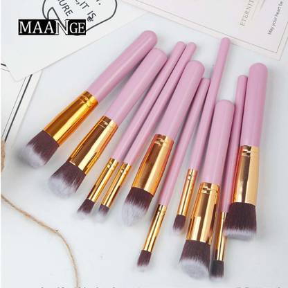 Maange Makeup Brushes Set 10 Pieces Professional Foundation Eyebrow Eyeliner Blush Cosmetics Brush Kit (Pack of 10)