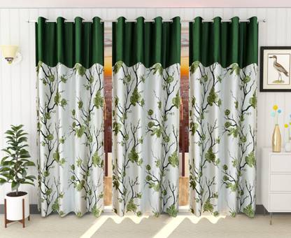 Ville Style 214 cm (7 ft) Door Polyester Room Darkening Curtain (Pack Of 3)