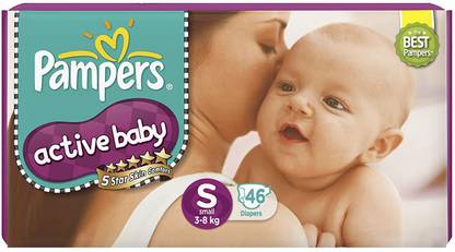 Pampers Active Baby Diapers, Small, 46 Count - S