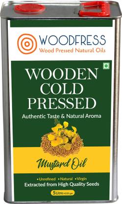 WOODFRESS Wooden Cold Pressed Mustard Oil 5L (Sarson ka Tel / Wood Pressed / Lakdi Ghani) Mustard Oil Tin