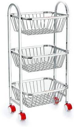 Amazing Stainless Steel 3 Layer Onion Potato Stand for Kitchen Fruit Vegetable Stand Storage Trolley Steel Kitchen Rack Stainless Steel Kitchen Trolley