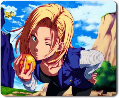 5 ACE android 18 with dragond 1Printed Designer Speed Mousepad for Laptop|Dekstop|Gamers|Graphic designers-7x8.5 Inches Non Slip Base Mousepad