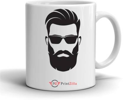 PrintZilla BEARD MAN FACE (Design 1) Printed White Coffee Ceramic Coffee Mug