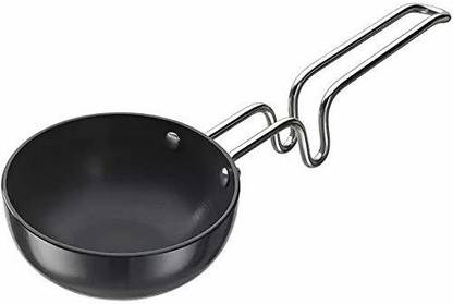 SANMAN Non-Stick Hard Anodized Aluminium Vagharia Spice Heating Tadka Pan/Frying Pan Tadka Pan 13 cm diameter with Lid 0.1 L capacity