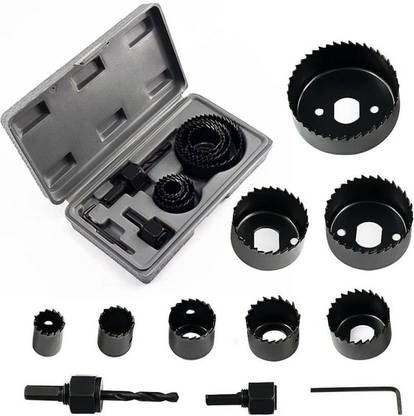 Inditrust Hole saw set 11 pieces 3/4"-21/2" hole saw kit hex key install plate for wood,PVC board, plastic plate drilling Rotary Bit Set