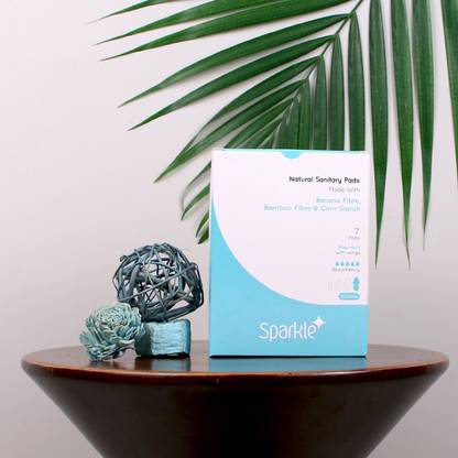 Sparkle Natural & Biodegradable Banana Fibre Sanitary Pads (All Overnight 320mm - 7 Pads) Sanitary Pad