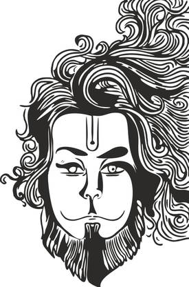 Sahaj Décor 41 cm Face of Hanuman Self Adhesive Sticker