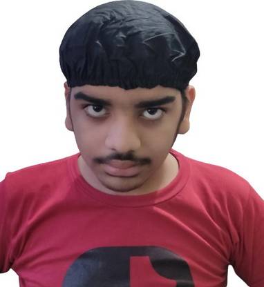 Agarwals Protection Cotton Head Cover Cap Elastic Type (Black Colour) (Pack of 10) Surgical Head Cap