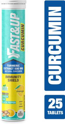FAST&UP Curcumin Turmeric Extract 500 MG Effervescent Tablets - Mango Flavour