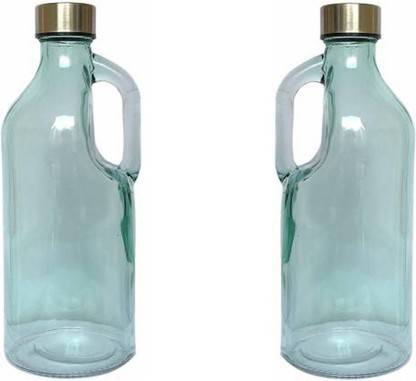 KITCHEN USE Green Glass Water Bottles with Handle for Refrigerator 1000 ml Bottle 1000 ml Bottle