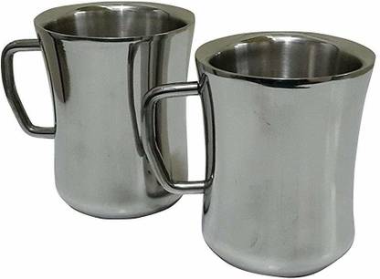 Brigo Pack of 2 Steel Dhol Mug 150 ml
