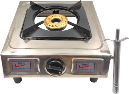 Always4U Single Burner Stainless Steel Manual Gas Stove With Gas Lighter Stainless Steel Manual Gas Stove