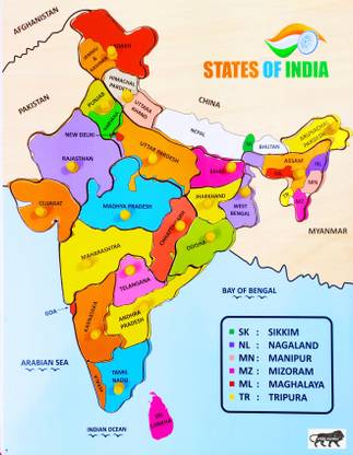 poksi Map of India wooden puzzle board for kids