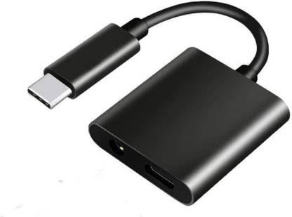 Frocel Black Type-C to 3.5 mm Aux Audio & USB Charging Splitter for Apple iPad Pro 11 Jack 2 in1 Adapter Type C USB Charging Cable Converter Earphone USB Cable Splitter - Black Phone Converter