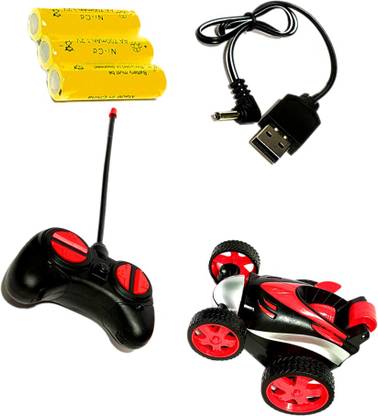 RAZA Remote Control Stunt Car Vehicle 360°Rotating Rolling Radio Control Electric Racing Car (Red)