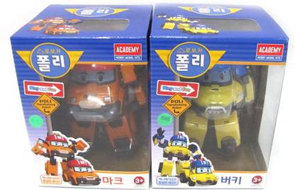 Robocar Poli MARK BUCKY Transformer Robot Car Toy Academy 2 Pcs Set