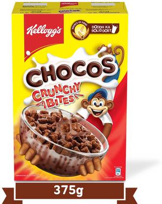 Kellogg's Chocos Crunchy Bites,Source of Calcium,Fibre,High Protein,Kids Breakfast cereal Box