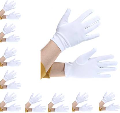 KAKU FANCY DRESSES White Reusable Hand Gloves for Safety | Washable Hand Gloves for Travelling, Public Place - Pack of 10 Pairs Wet and Dry Disposable Glove Set