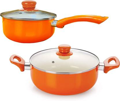 NIRLON Ceramic Induction Base Non-Stick Aluminium Cookware Set, 2-Pieces Non-Stick Coated Cookware Set