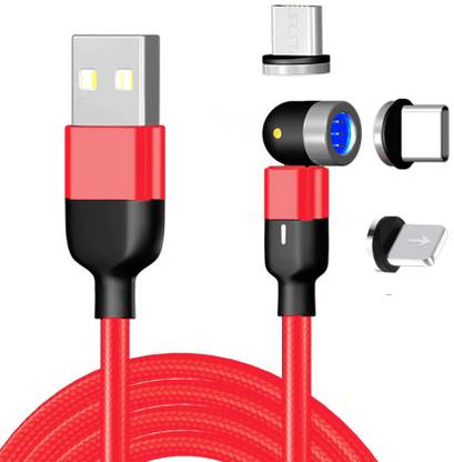 Rock7 Magnetic Charging Cable 2 m 3 in 1 Multi 2 M Magnetic Rotate Charging Cable For All Smartphones