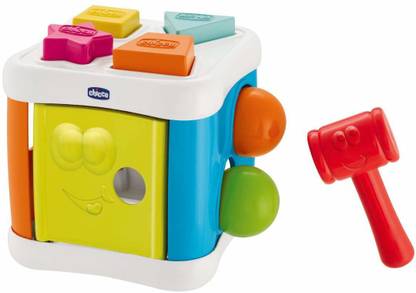Chicco Toy 2 in 1 Cube Sort & Beat (Yellow)