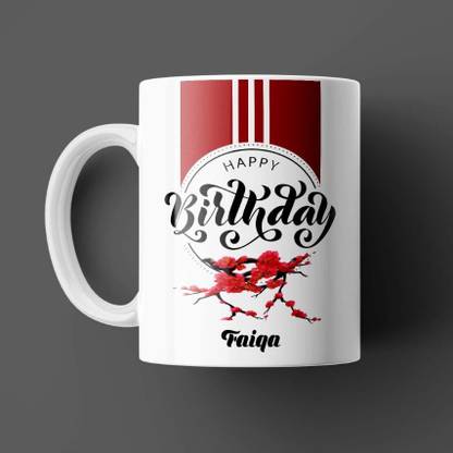Beautum Happy Birthday Faiqa Name White Ceramic Coffee Model:BHYBD005521 Ceramic Coffee Mug