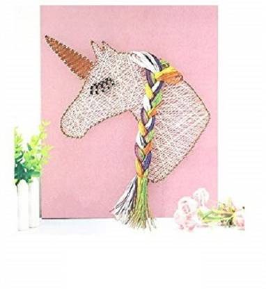 GEEKMONKEY DIY Unicorn String Art Kit, 3D Crafts with Tools, Materials, Thread, Nails, Board Set (20 * 25 cm) Cross Stitch 9.8 inch x 7.8 inch Painting
