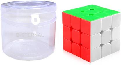 D ETERNAL Cube Puzzle 3x3 High Speed Stickerless Cubic Game Toy with Storage Container Box