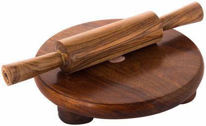 I AND J Wooden Chakla Belan Rolling Board Chapati and Roti Maker Rolling Pin & Board