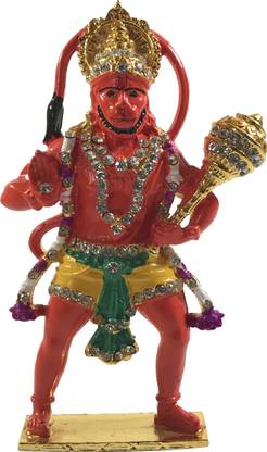 SHIFTER Indian Bucket Gold Plated With Stone God Hanuman Ji Idol Mahavir Statue Bajrangbali Car Dashboard / Gift Item / Home Decor / Temple Decorative Showpiece & Figurine Decorative Showpiece  -  10 cm