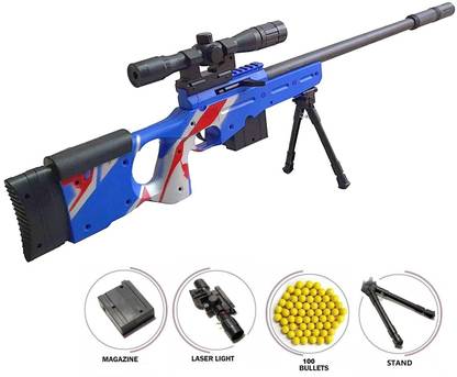 HALO NATION PUBG AWM Sniper Gun Toy - Blue Strike AWM BB Bullet Rifle Toy Gun , Big Size 28 Inches / 73 cm Army Toy Gun for Boys (AWM Blue - 1000 BB) Guns & Darts