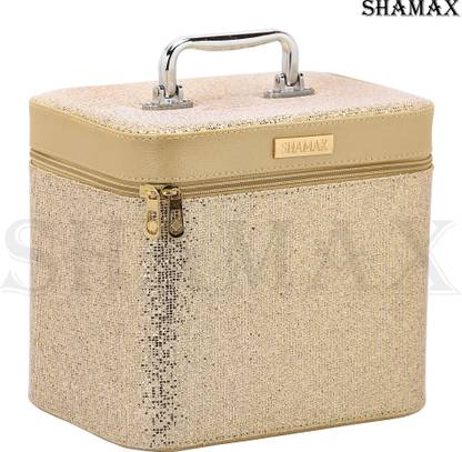 Shamax Glitter Glam Golden 2Pc Set Vanity Case Makeup Vanity Box