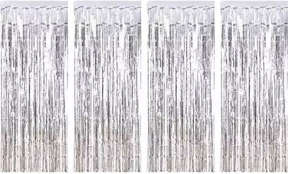 gorgeous moment Metallic Foil Fringe Door Curtains for Party Photo Backdrop Pack of 4