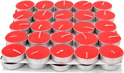 Apollo Set of 50 pcs Wax Tealight Candles with 3 to 3.5 Hrs Burn Time (Red,Pack of 50), High Quality Wax Candle