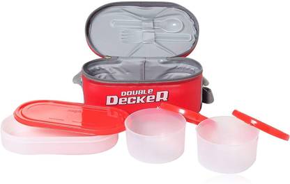 MILTON Double Decker 3 Containers Plastic Office Lunch Box