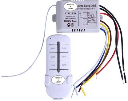 Roshni & Light ABCD ON/Off 4 Way Wireless RF Radio IR Remote Control Switch for Light & Fan 25 A Four Way Electrical Switch