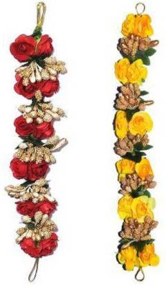 SP red n yelow Fabric Hair Gajra, Flower Juda Gajra Bun Clip