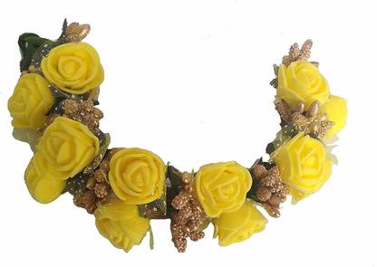 SP Fancy yellow Fabric Hair Gajra, Flower Juda Gajra Bun Clip