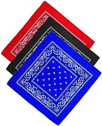 PAROPKAR 3Pcs Paisey Bandanas Cowboy Head Wrap Scarf for Women and Men 100% Cotton ["Black","Red","Royal Blue"] Handkerchief