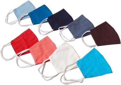 Shop & Shoppee 100% Pure Cotton Cloth , Soft & Skin Friendly Mouth Nose Cover Face Mask Double Layer High Premium Quality Cloth Mask (Washable & Reusable) - 9 Mask SnSM13-Cotton Reusable, Washable Cloth Mask