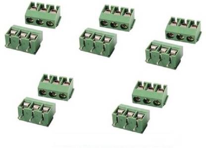 jivith 10 PCS x 3 PIN 5mm PITCH TERMINAL BLOCK PCB CONNECTORS AC 300V 10A interconnect Wire Connector