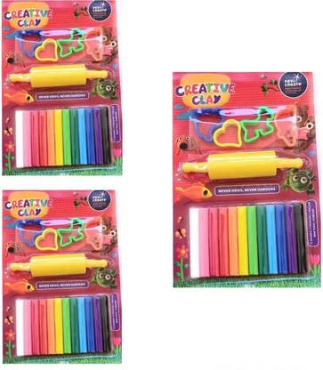 Flipace Colorful Modelling Clay Set For Learning With Fun (Pack of 3) Art Clay