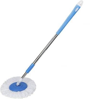 Bazaar Gali 360° Spinning Stainless Steel Rod Set with Smart Lock System and 1 Microfiber Refill Mop Rod
